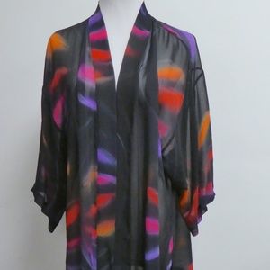 SIMPLY SILK art to wear kimono jacket Top OSFM NEW